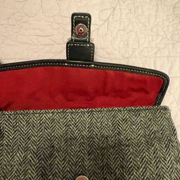 Coach Tweed Black and White with Red Heart Charm Bag - Picture 5 of 6